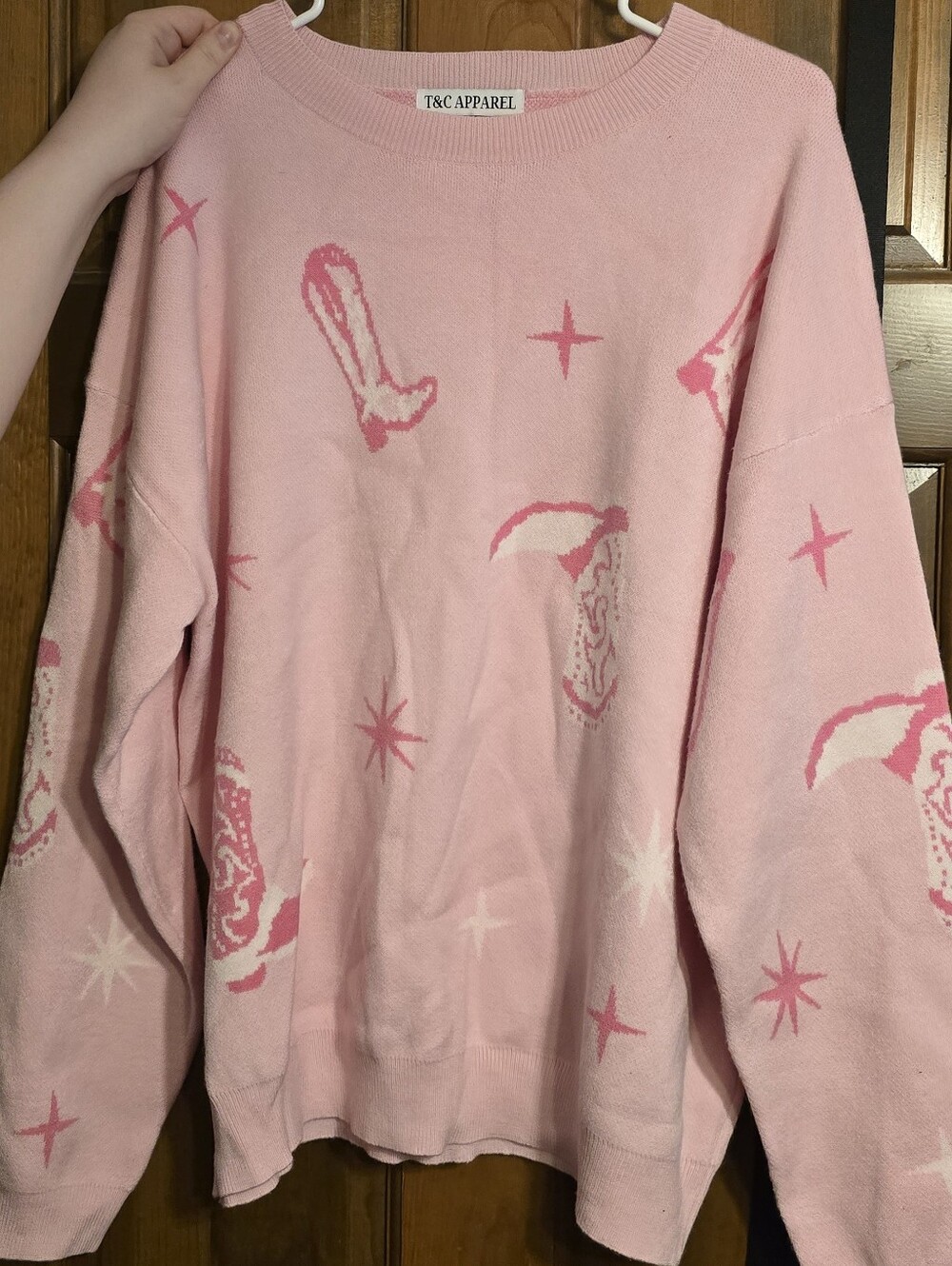 T&C Apparel Pink Western Patterned Women’s Sweater